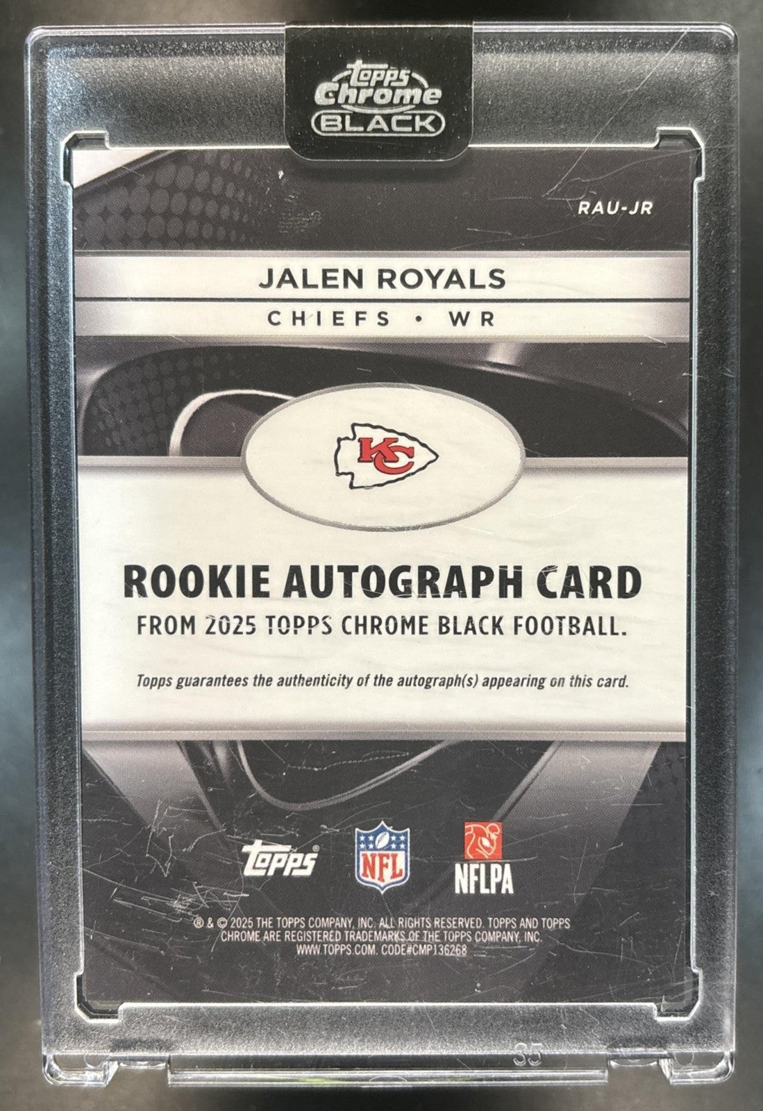 2025 Topps Chrome Black Jalen Royals Rookie Auto Gold /50 RC Kansas City Chiefs