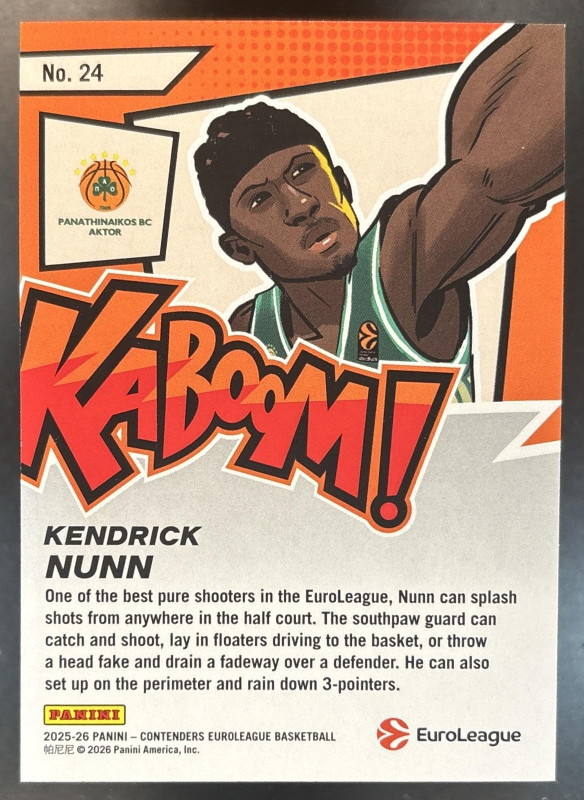2025-26 Panini Contenders EuroLeague Kendrick Nunn Kaboom Vertical #24