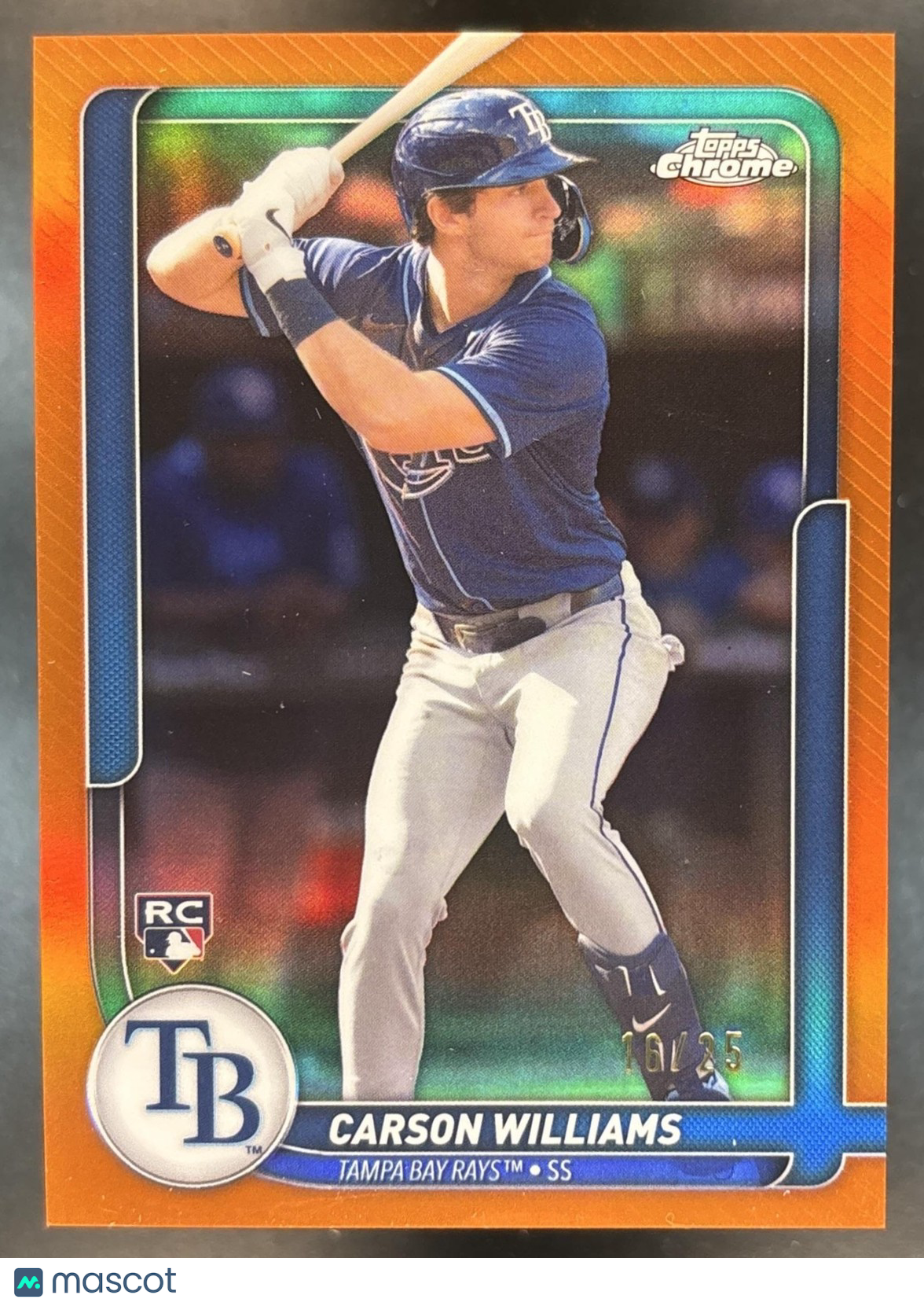 2026 Topps Series 2 Carson Williams The Collection Chrome Orange /25 #53 RC Rays