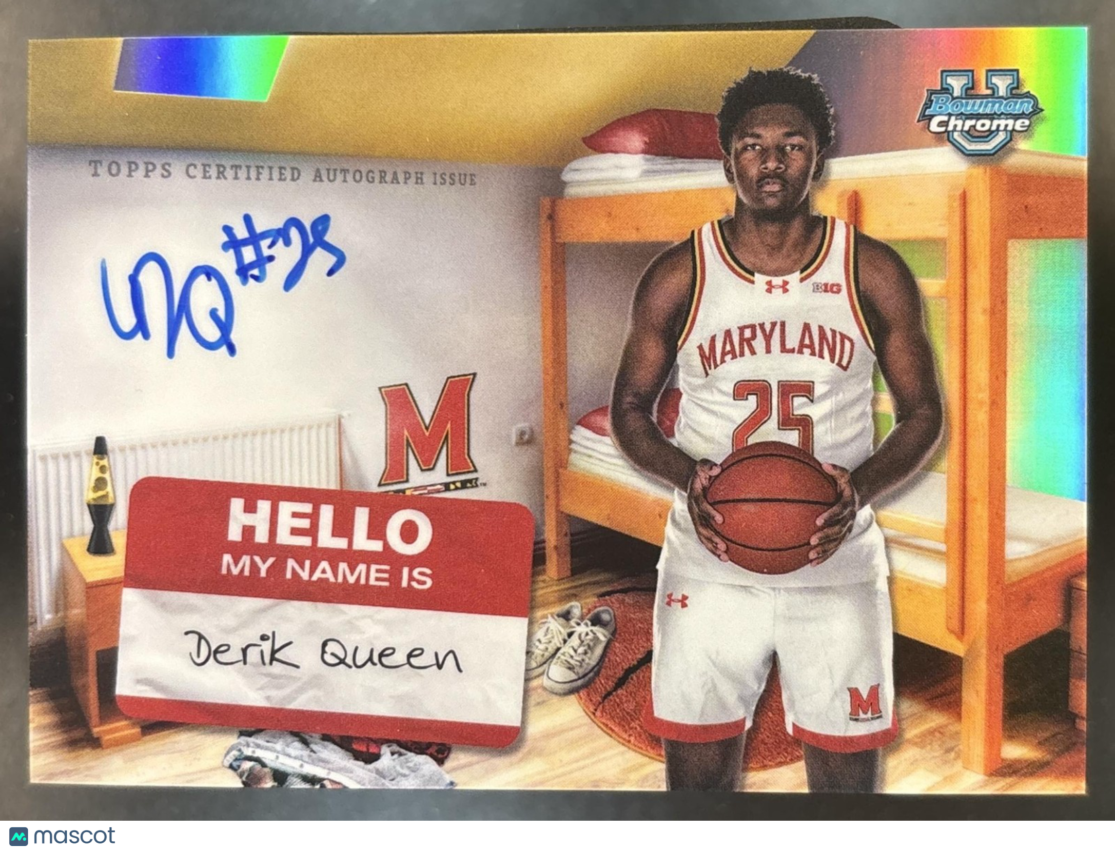 2024-25 Bowman Chrome University Derik Queen Campus Dorm Signatures Terrapins