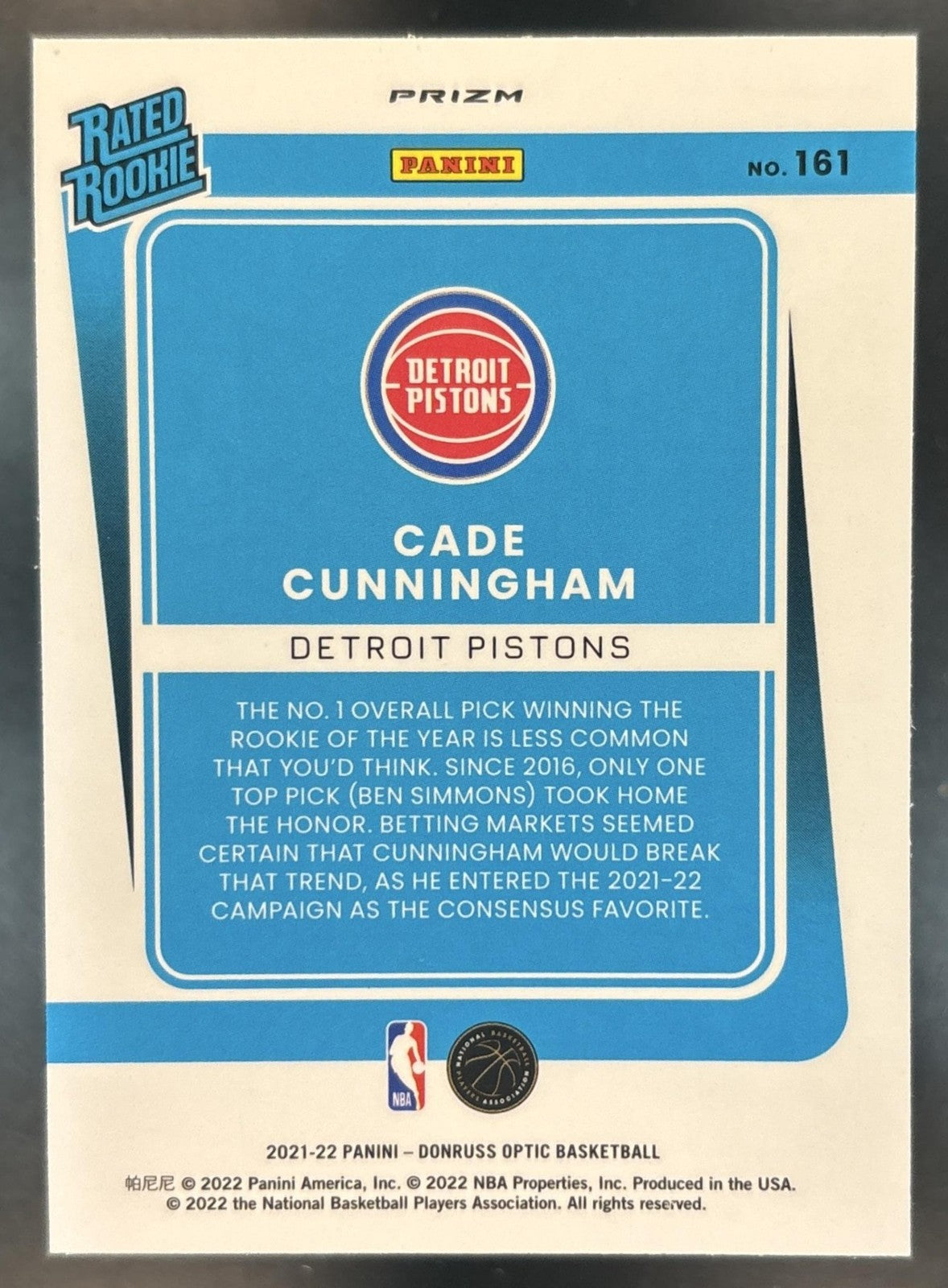 2021-22 Donruss Optic Cade Cunningham Target Box Set Prizm #161 RC Pistons