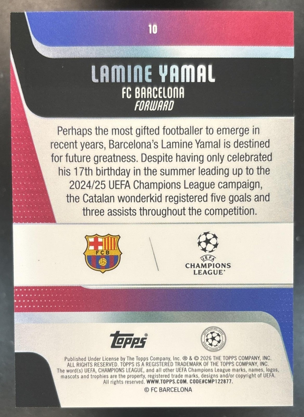 2025-26 Topps UEFA Club Competitions Lamine Yamal IMAGE VARIATION SSP RARE #10