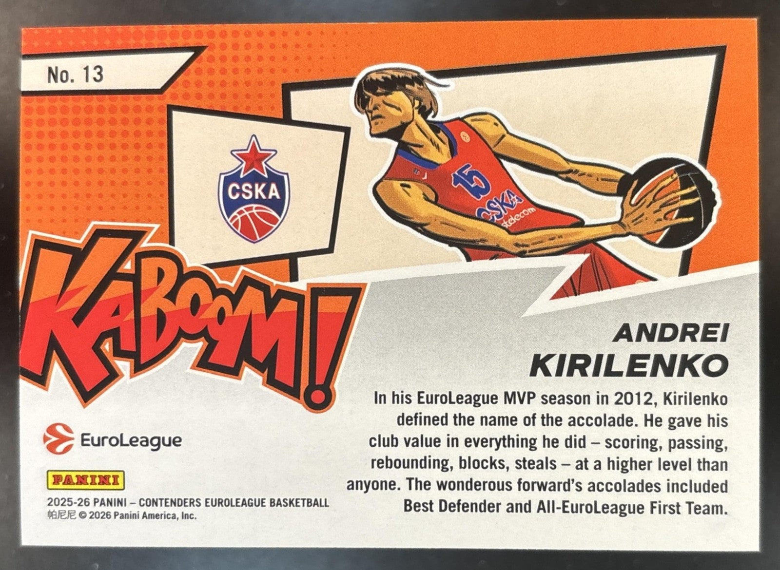 2025-26 Panini Contenders EuroLeague Andrei Kirilenko Kaboom Horizontal Moscow