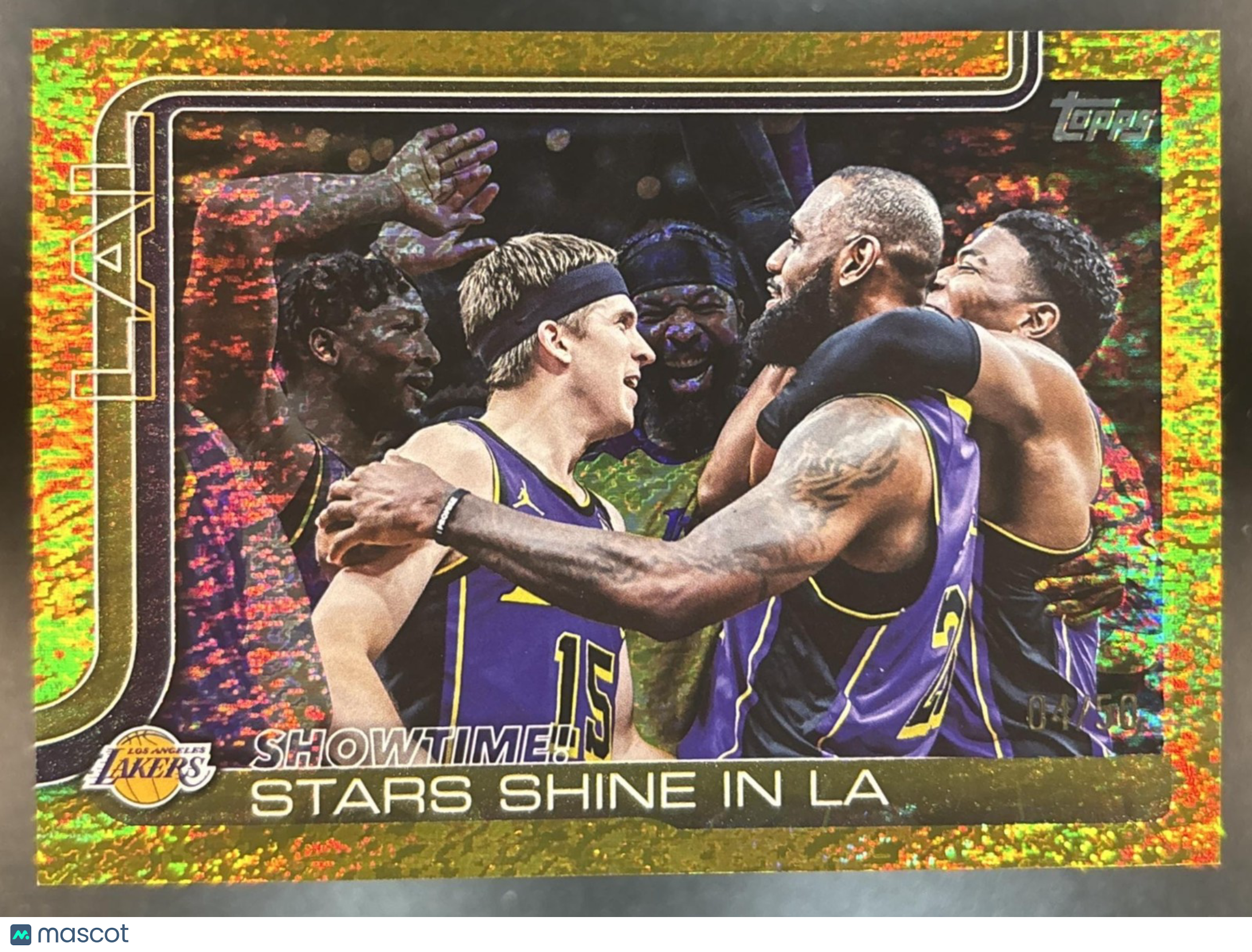 2025-26 Topps Showtime!, Stars Shine in LA Gold Rainbow /50 #293 Lakers