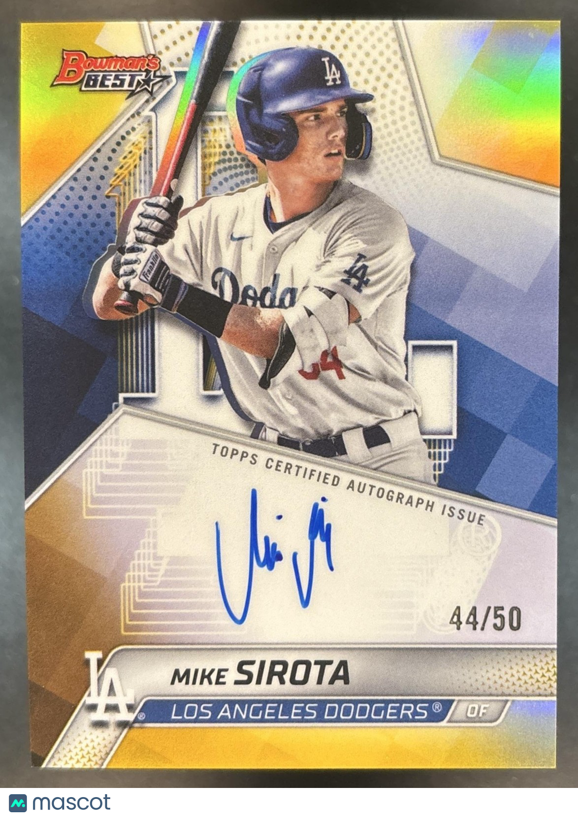 2025 Bowman's Best Mike Sirota Best of 2025 Auto Gold /50 Los Angeles Dodgers