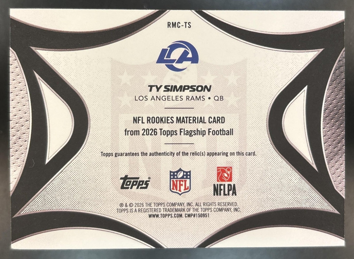 2026 Topps Ty Simpson NFL Rookie Material MEM RC Los Angeles Rams