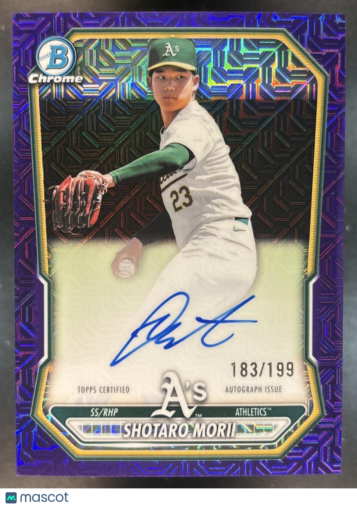 2026 Bowman Mega Box Shotaro Morii Chrome Prospect Auto Purple Mojo /199