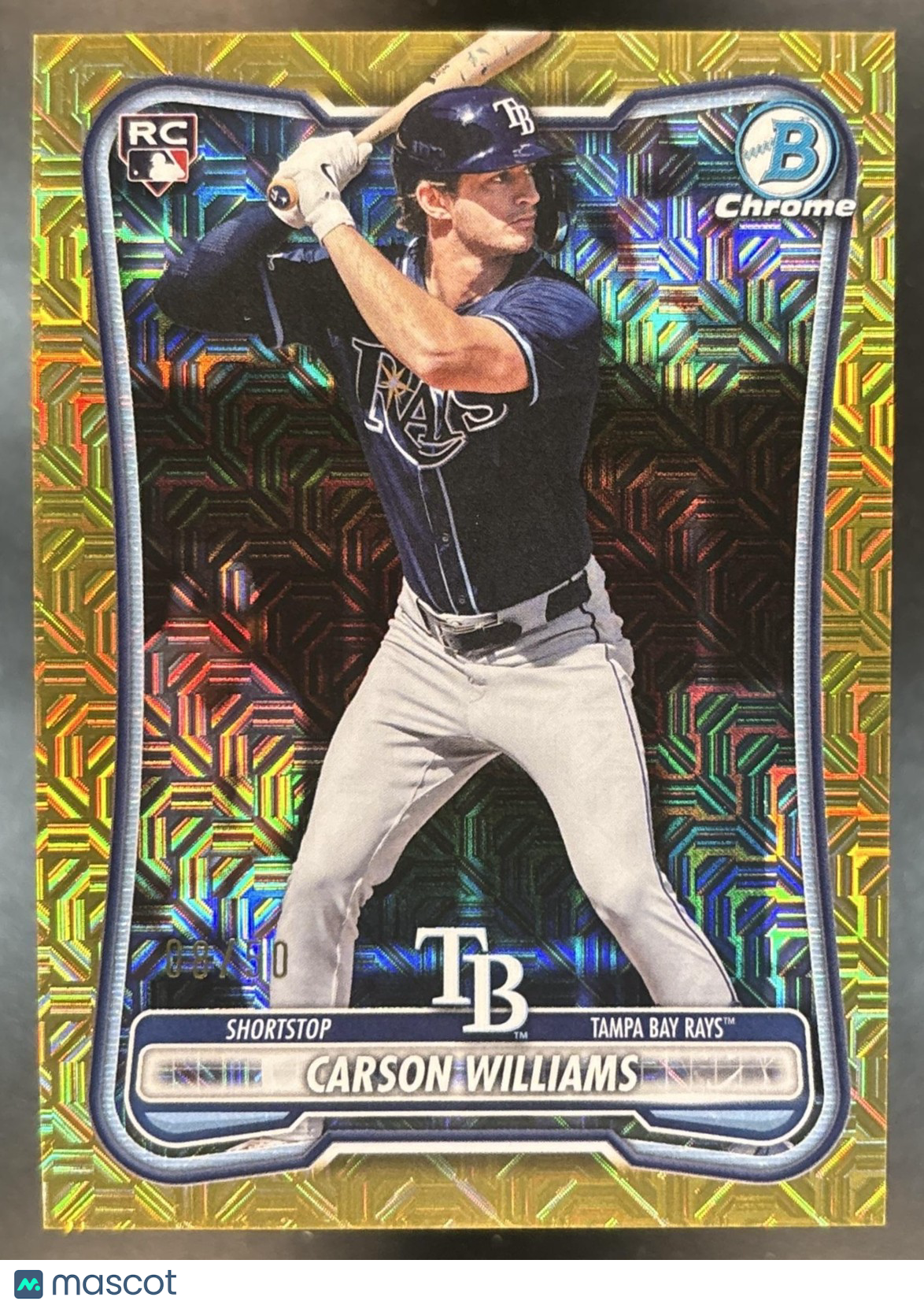 2026 Bowman Mega Box Carson Williams Chrome Gold Mojo /50 #39 RC Tampa Bay Rays