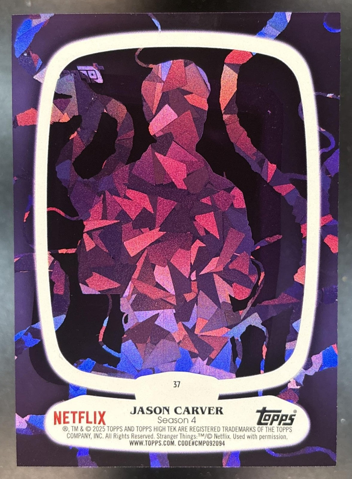 2025 Topps High Tek Stranger Things Jason Carver Hawkins Purple Diffractor /11