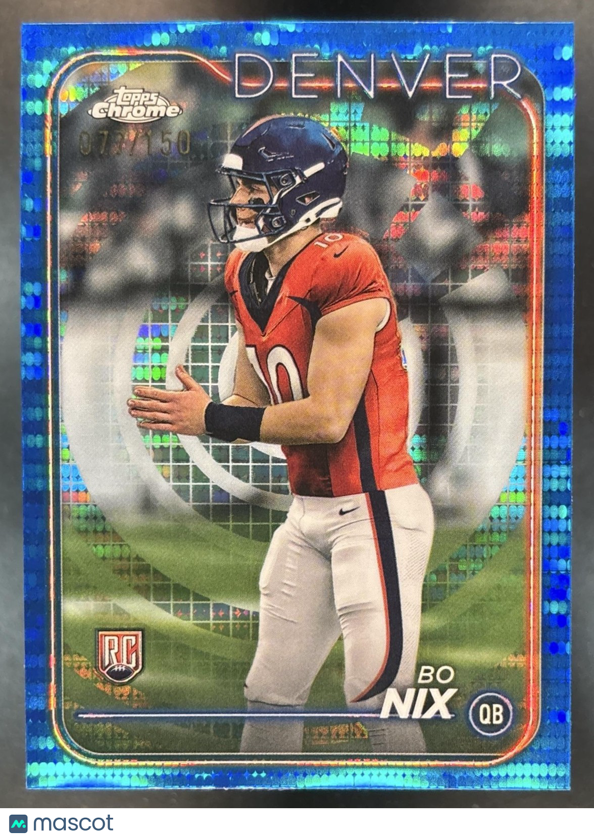 2024 Topps Chrome Bo Nix Blue Sonar Refractor /150 #206 RC Denver Broncos