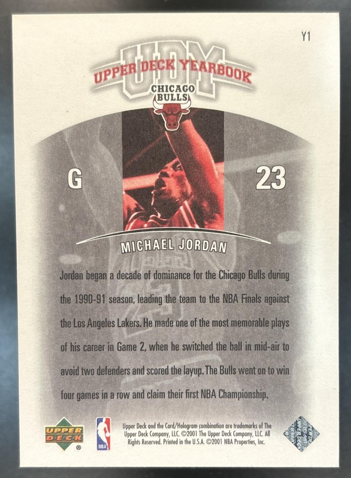 2000-01 Upper Deck Legends Michael Jordan Yearbook Small DMG #Y1 Chicago Bulls