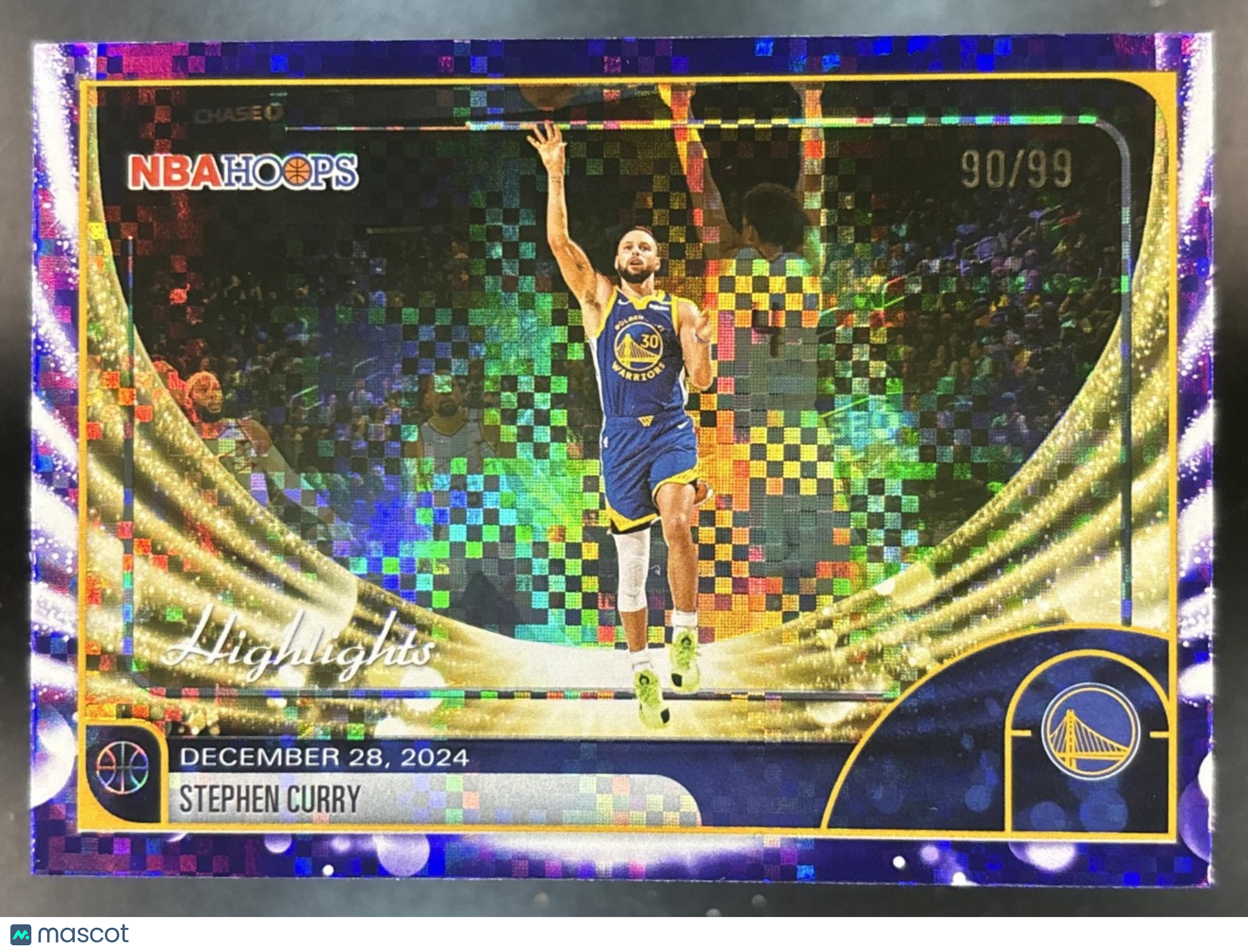 2025-26 Topps Hoops Stephen Curry Light Burst Purple /99 #261 Season Highlight