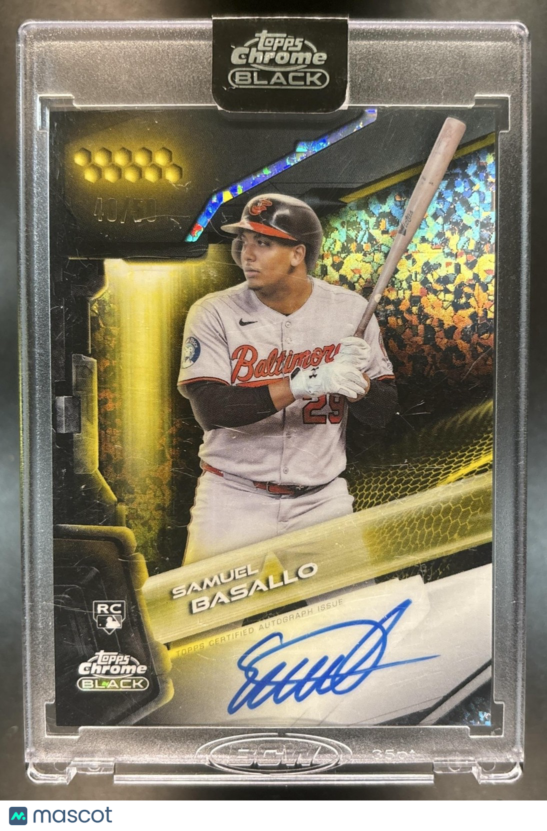 2026 Topps Chrome Black Samuel Basallo Auto Gold Mini-Diamond /50 RC Orioles