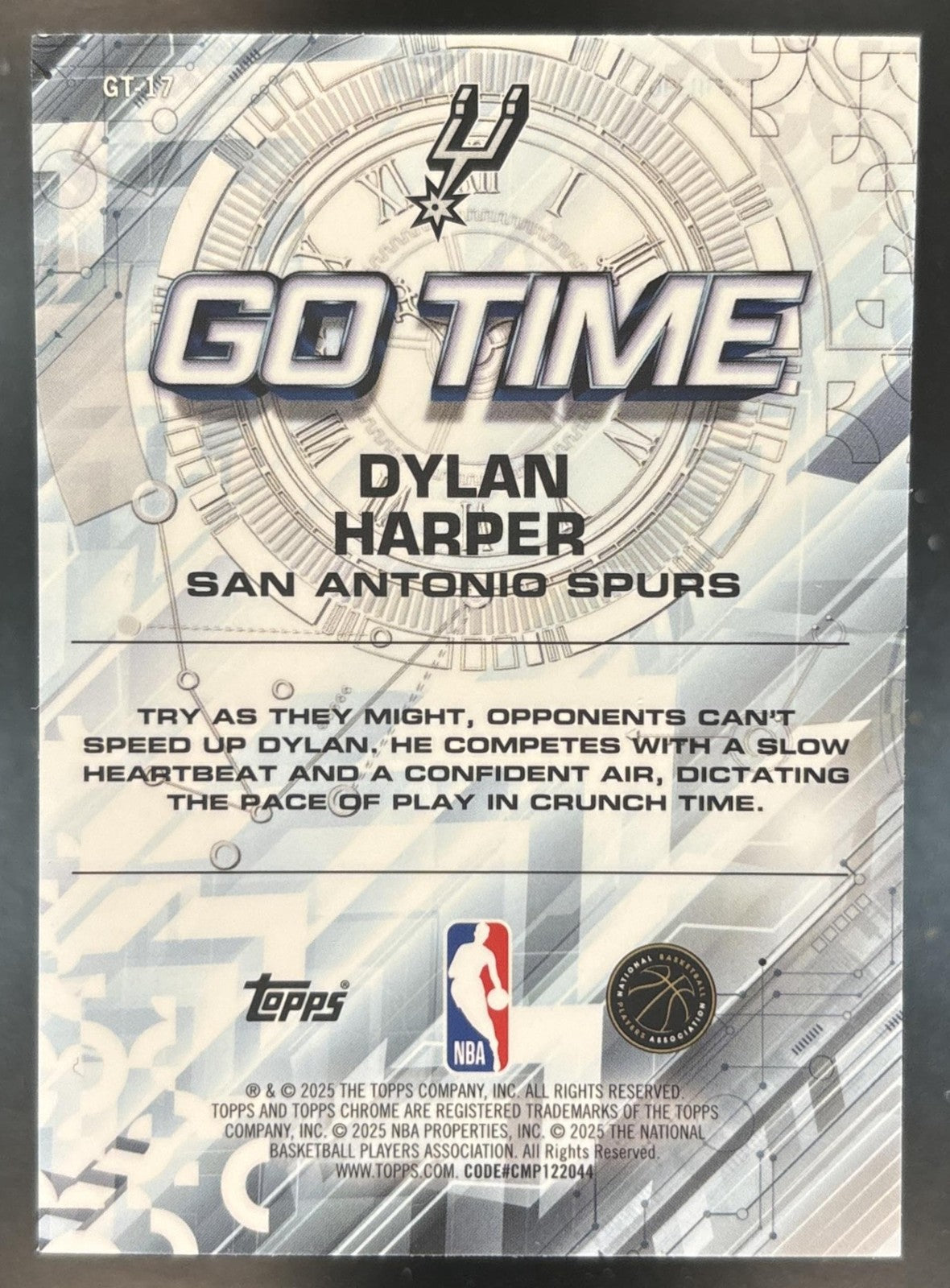 2025-26 Topps Chrome Dylan Harper Go Time Yellow Refractor /275 RC Spurs