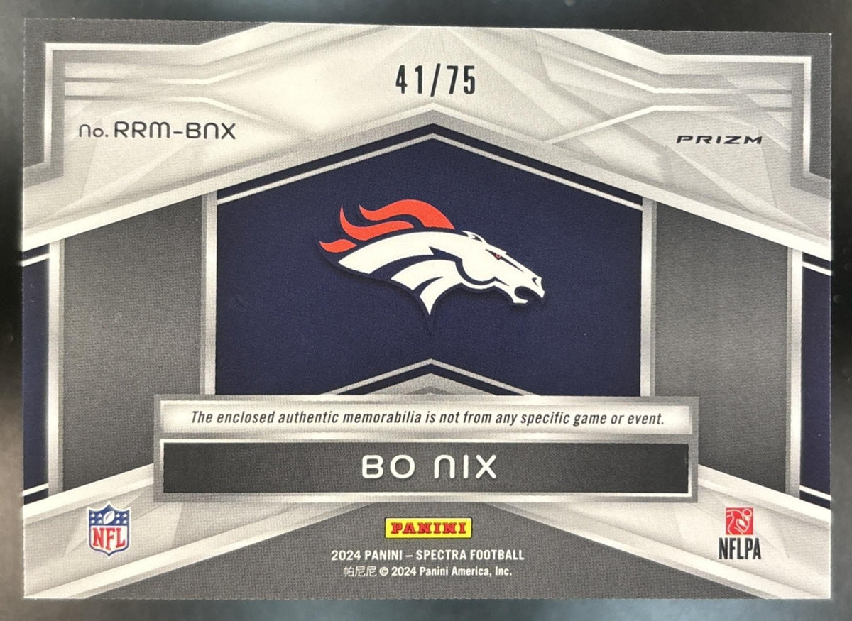 2024 Panini Spectra Bo Nix Rising Rookie Materials /75 Nike RC Denver Broncos