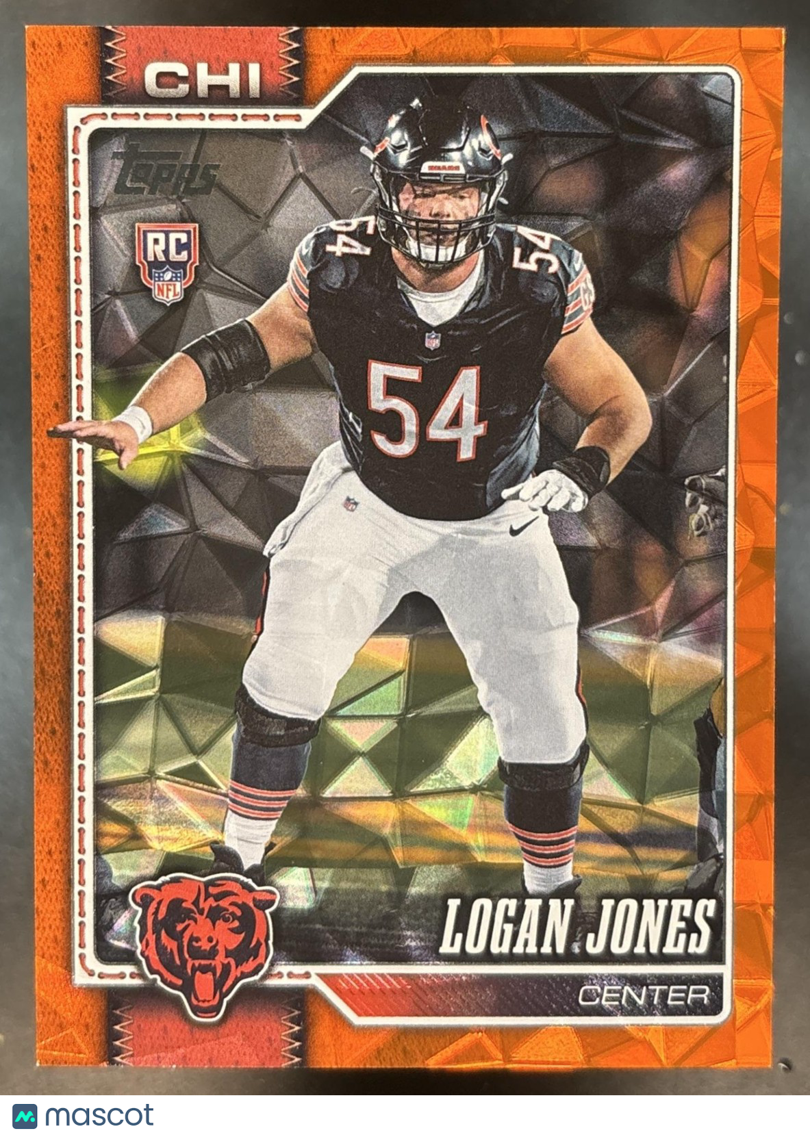 2026 Topps Logan Jones Orange Diamante Foil 25/25 #359 RC Chicago Bears