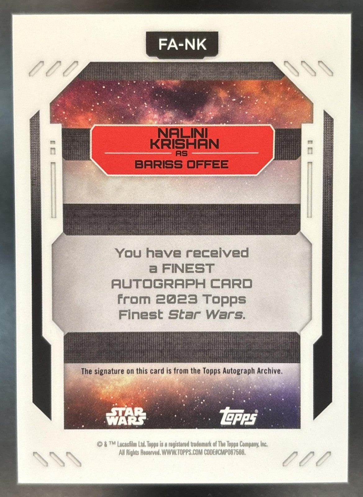 2023 Topps Finest Star Wars Nalini Krishan Auto (refractor) #FA-NK