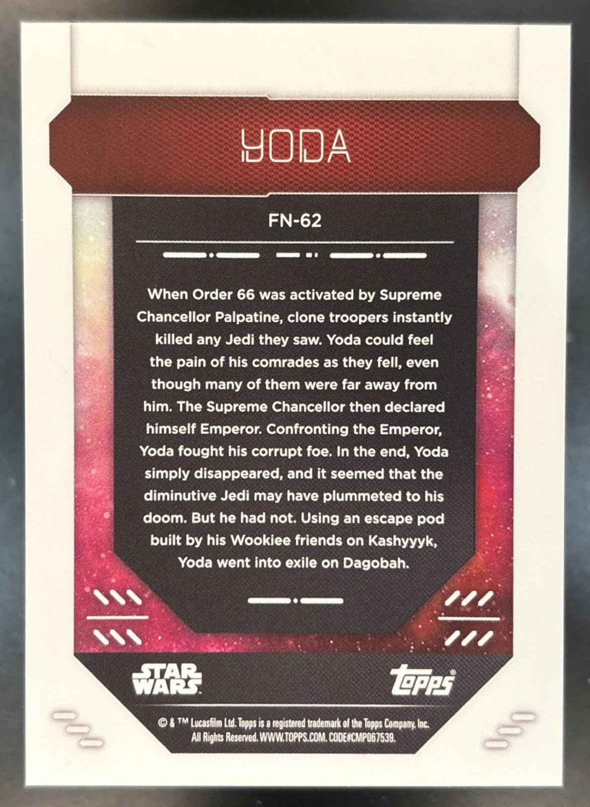 2023 Topps Finest Star Wars Yoda Gold /50 #FN-62