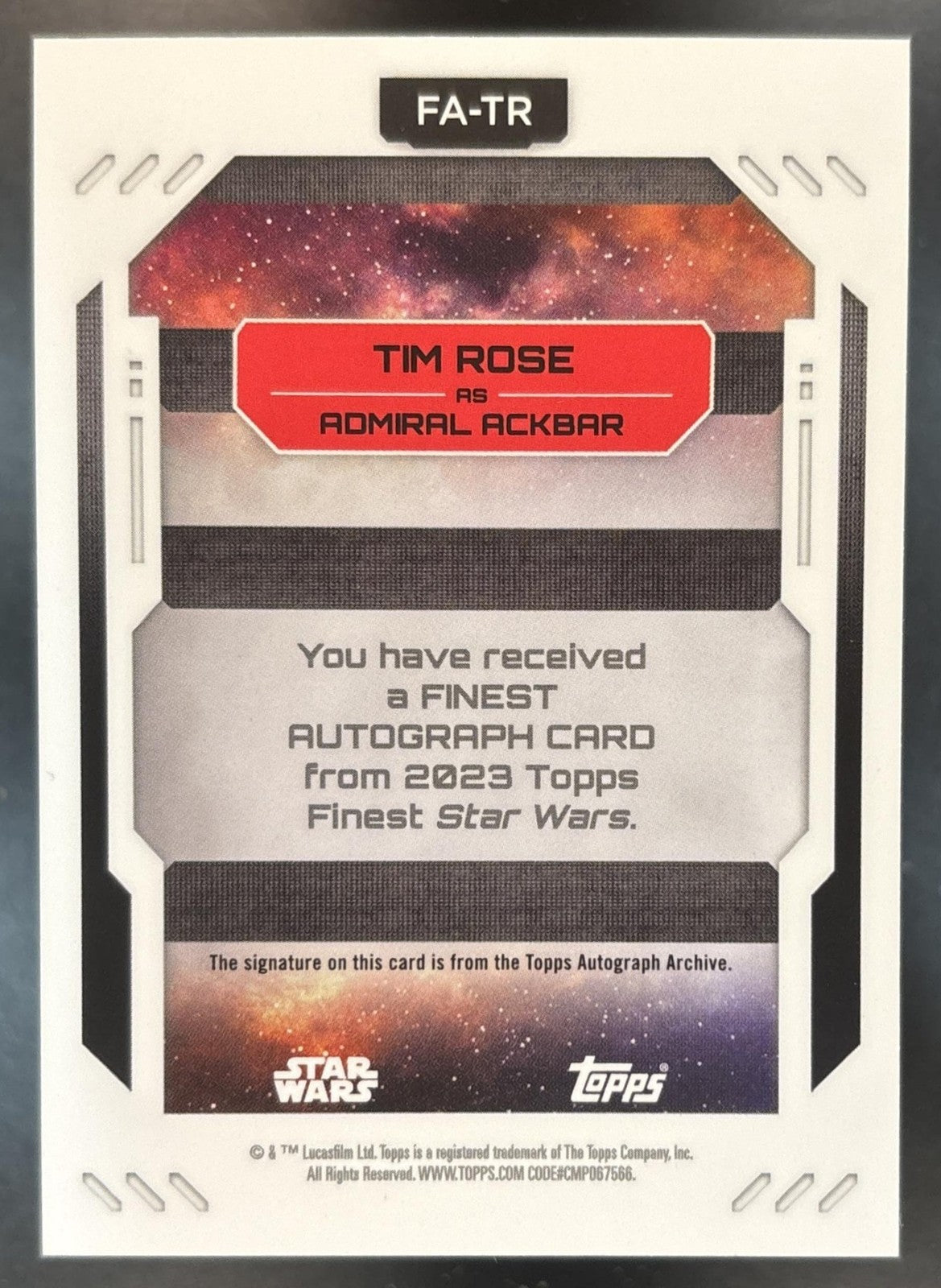 2023 Topps Finest Star Wars Tim Rose Auto Green /99 #FA-TR