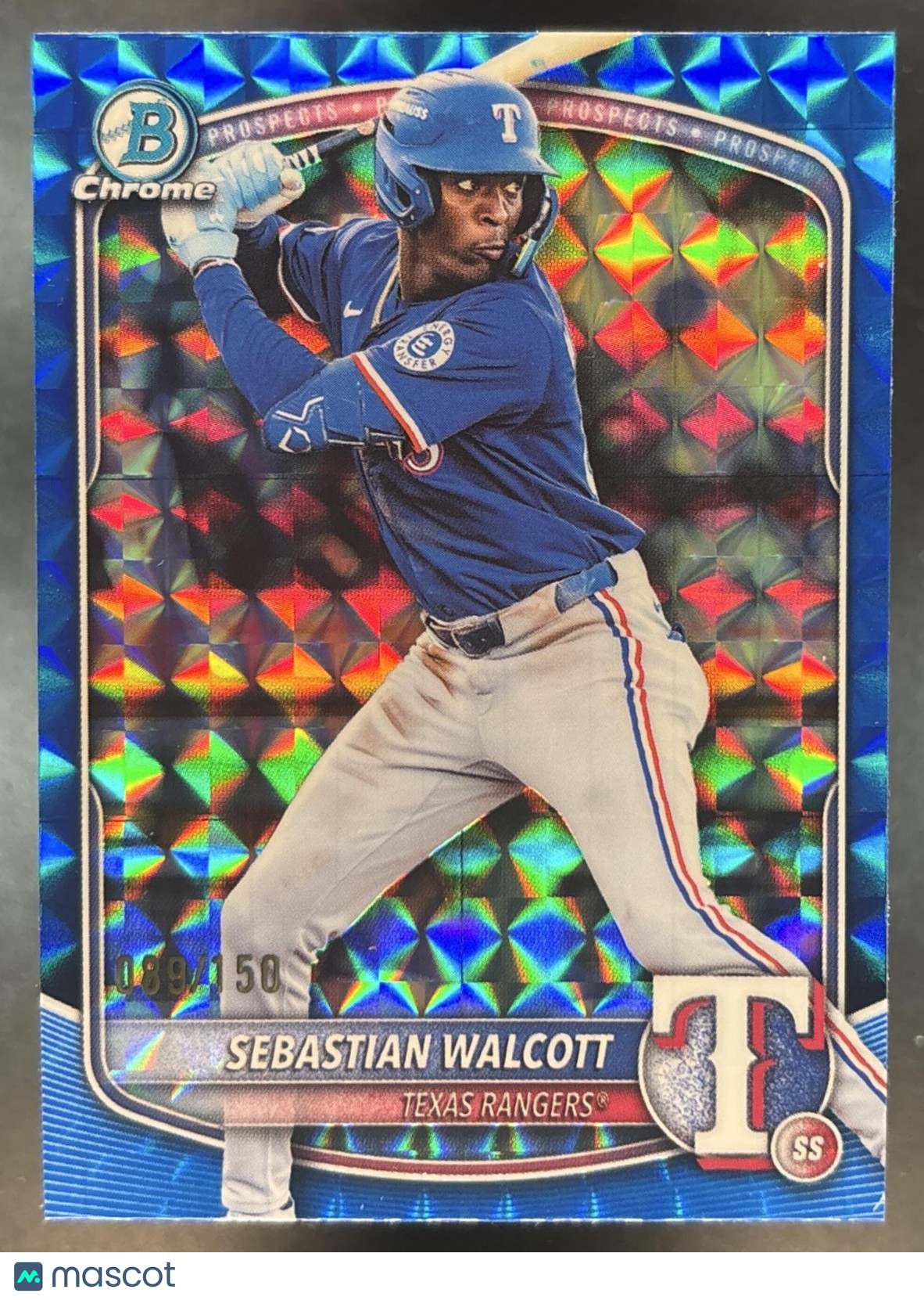 2025 Bowman Draft Sebastian Walcott Chrome Blue Geometric /150 #BDC-169 Rangers