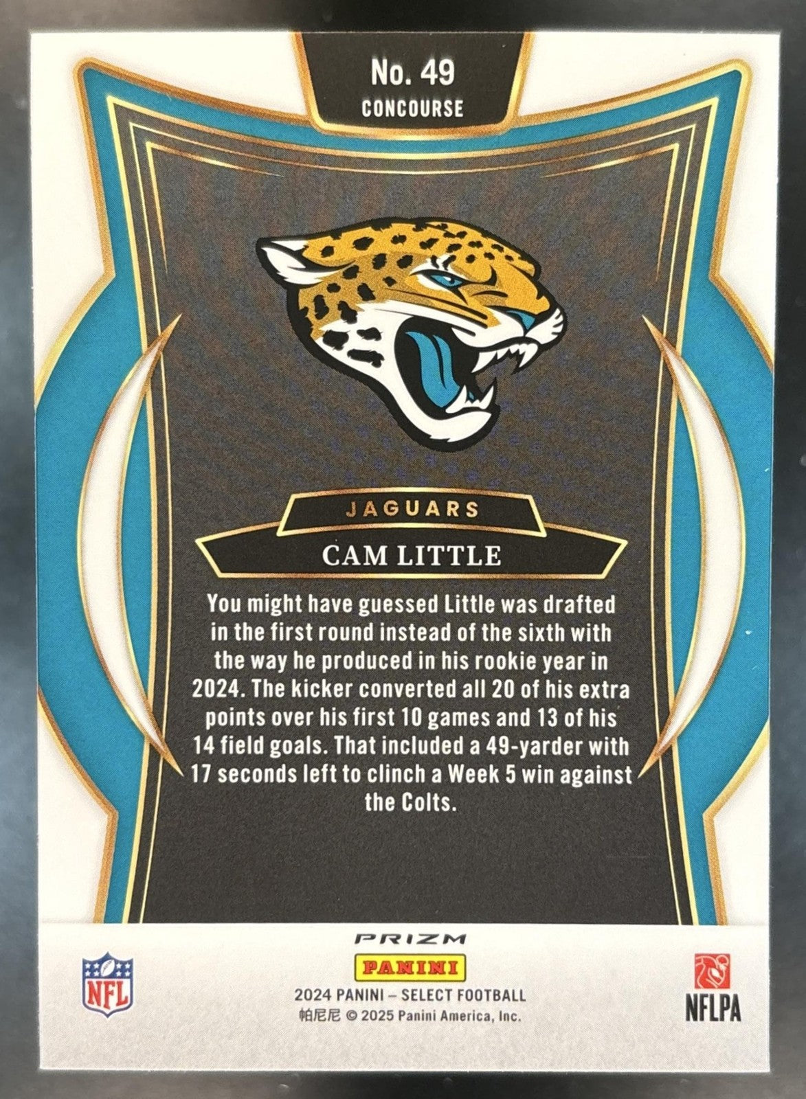 2024 Panini Select Cam Little Zebra Prizm Shock #49 RC Jacksonville Jaguars