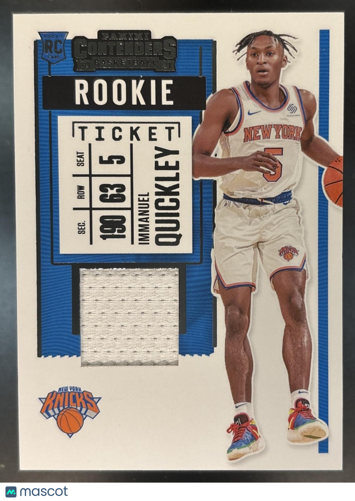 2020-21 Panini Contenders Immanuel Quickley Rookie Ticket Swatches MEM RC Knicks