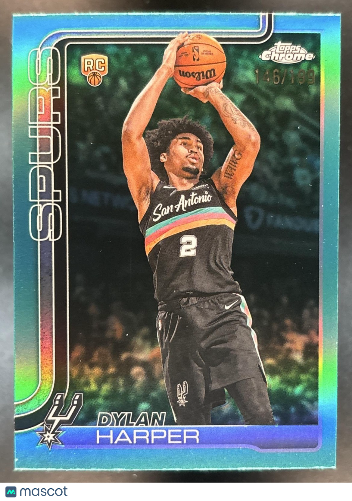 2025-26 Topps Chrome Update Dylan Harper Aqua Refractor /199 #152 RC Spurs