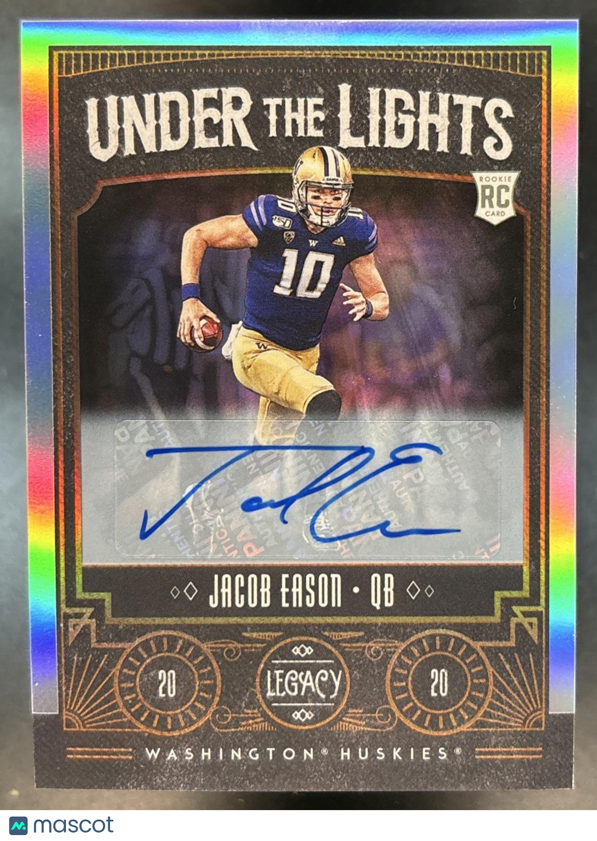 2020 Panini Legacy Jacob Eason Under the Lights Silver Auto RC Huskies