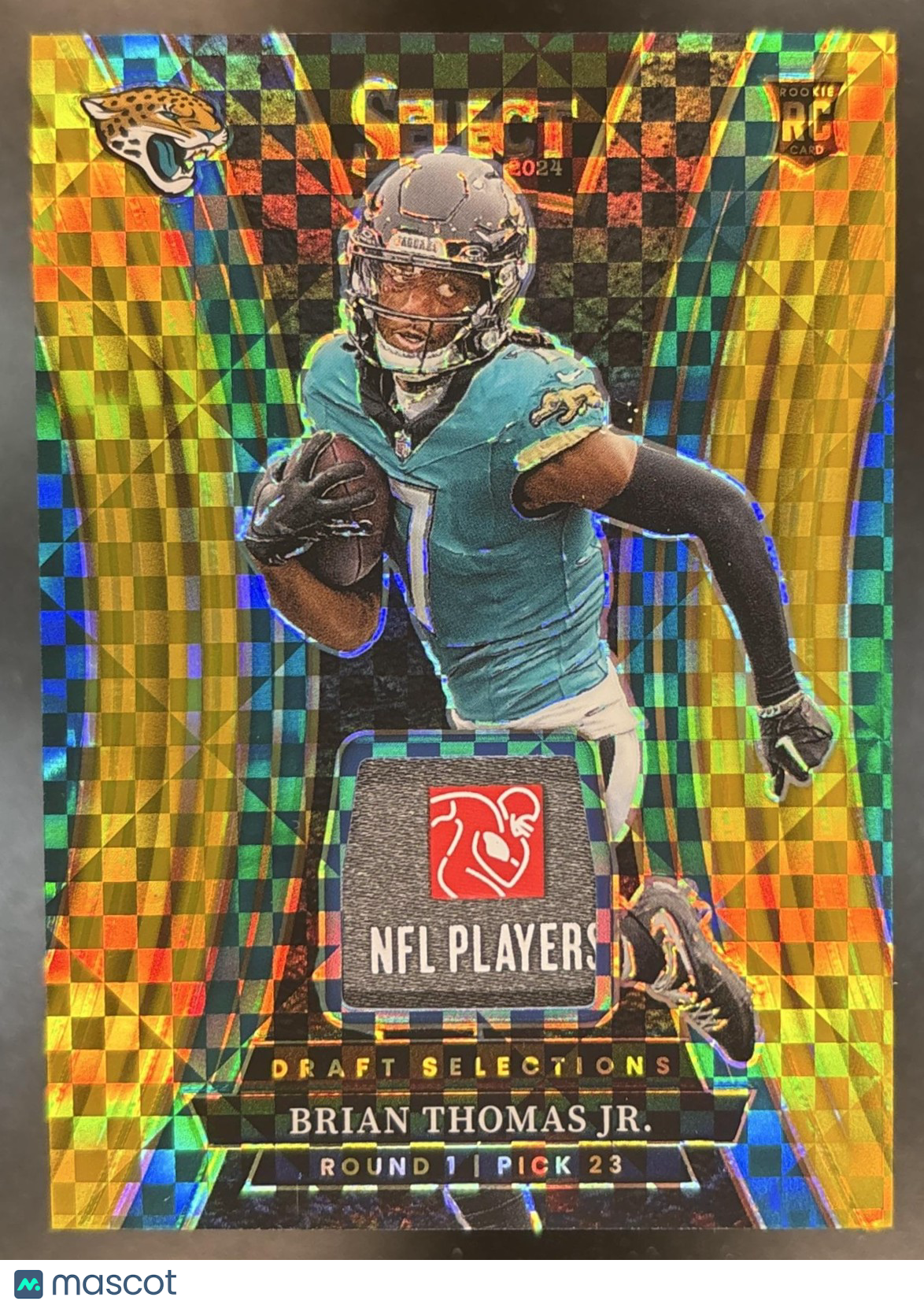 2024 Select Brian Thomas Jr. Draft Selections Memorabilia Gold /10 RC Jaguars