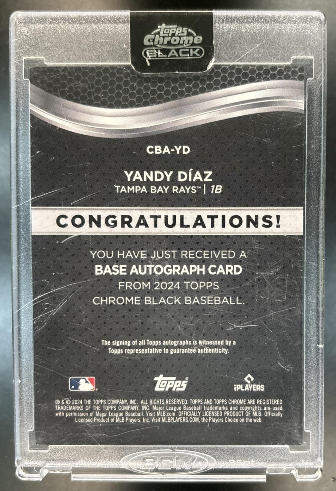 2024 Topps Chrome Black Yandy Diaz Auto Gold Mini Diamond /50 Tampa Bay Rays