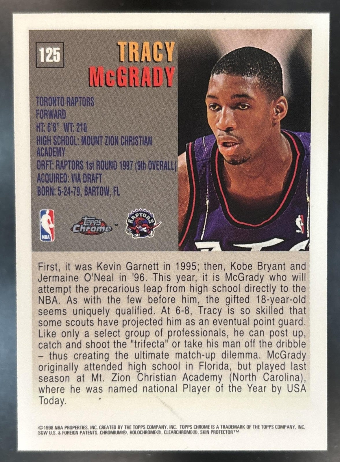1997-98 Topps Chrome Tracy McGrady #125 RC Toronto Raptors