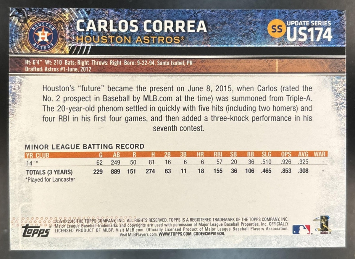 2015 Topps Update Carlos Correa #US174 RC Houston Astros