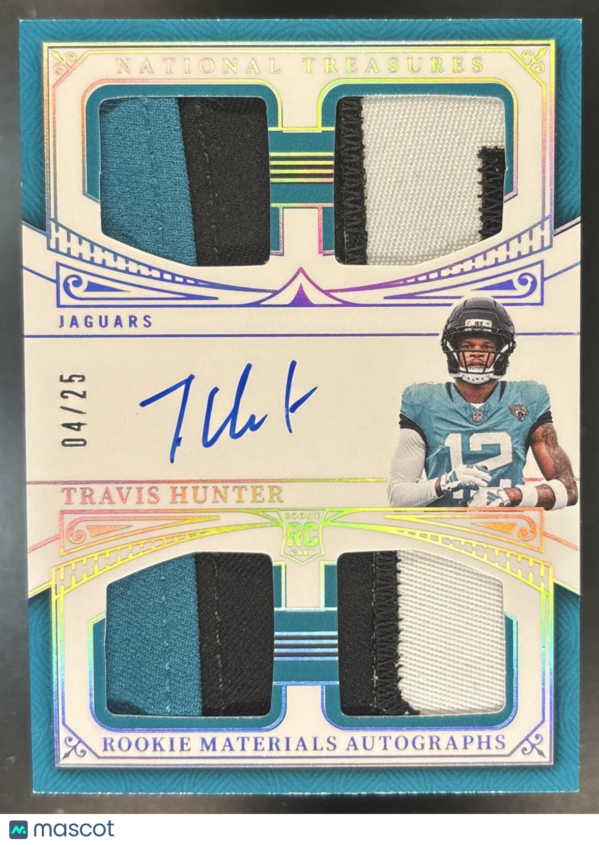 2025 National Treasures Travis Hunter Rookie Materials Auto Quad /25 Jaguars