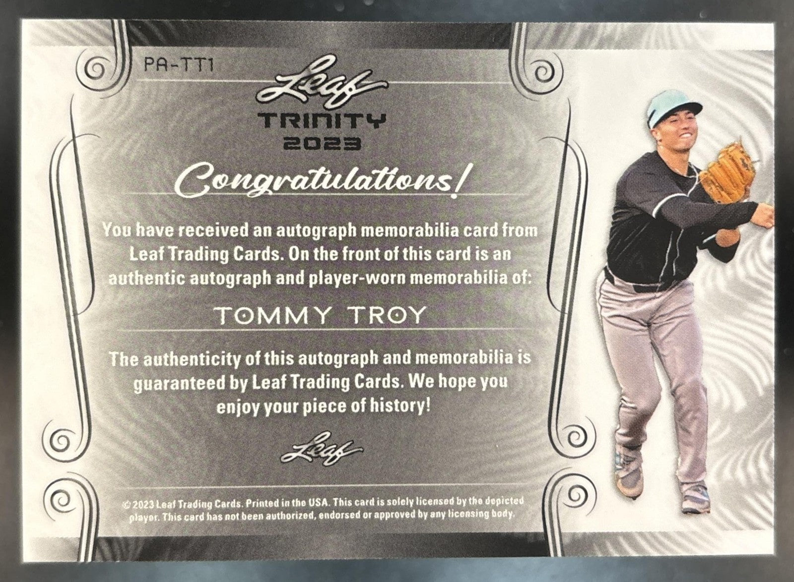 2023 Leaf Trinity Tommy Troy Patch Auto XRC Bronze /99 Arizona Diamondbacks