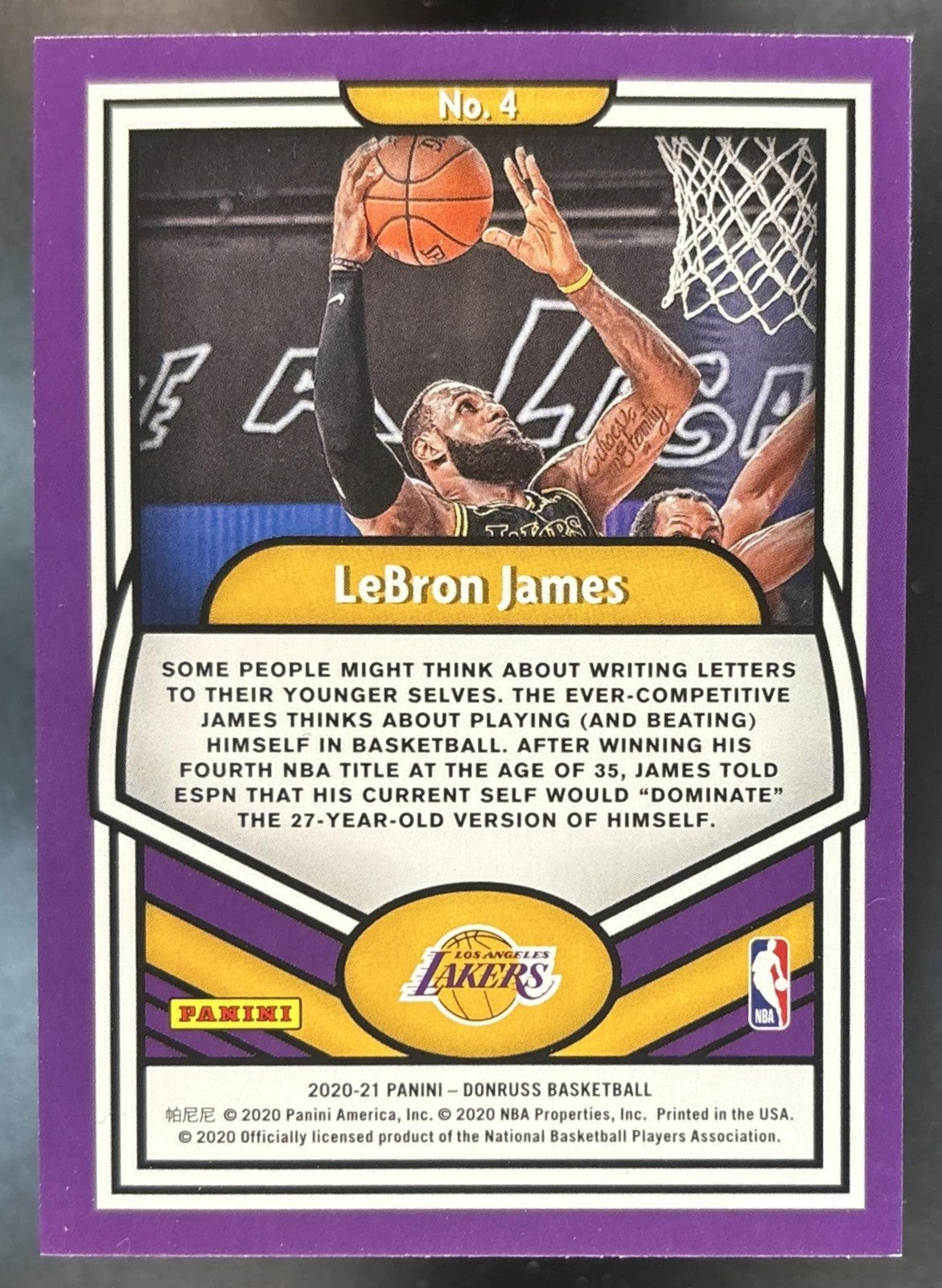2020-21 Panini Donruss LeBron James Complete Players #4 Los Angeles Lakers