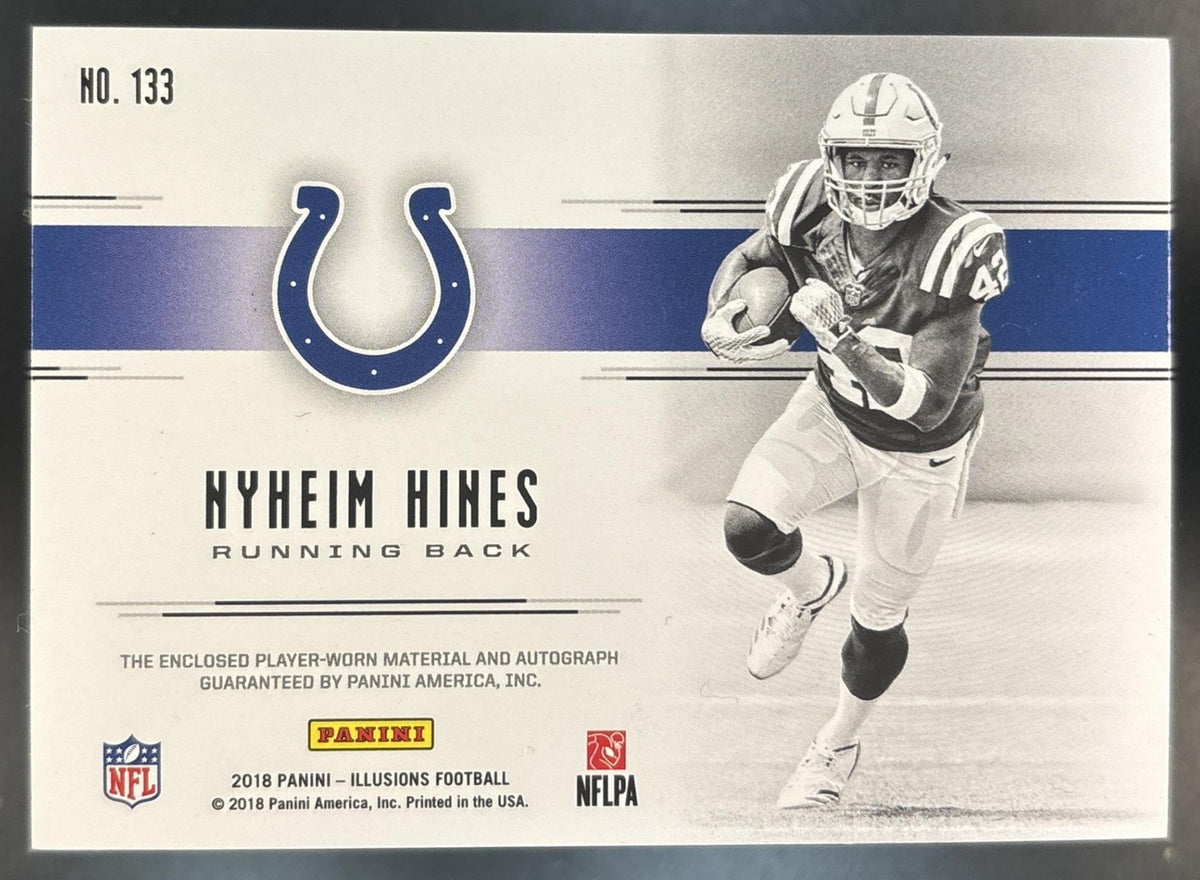 2018 Panini Illusions Nyheim Hines Blue /100 #133 RC Auto Indianapolis Colts