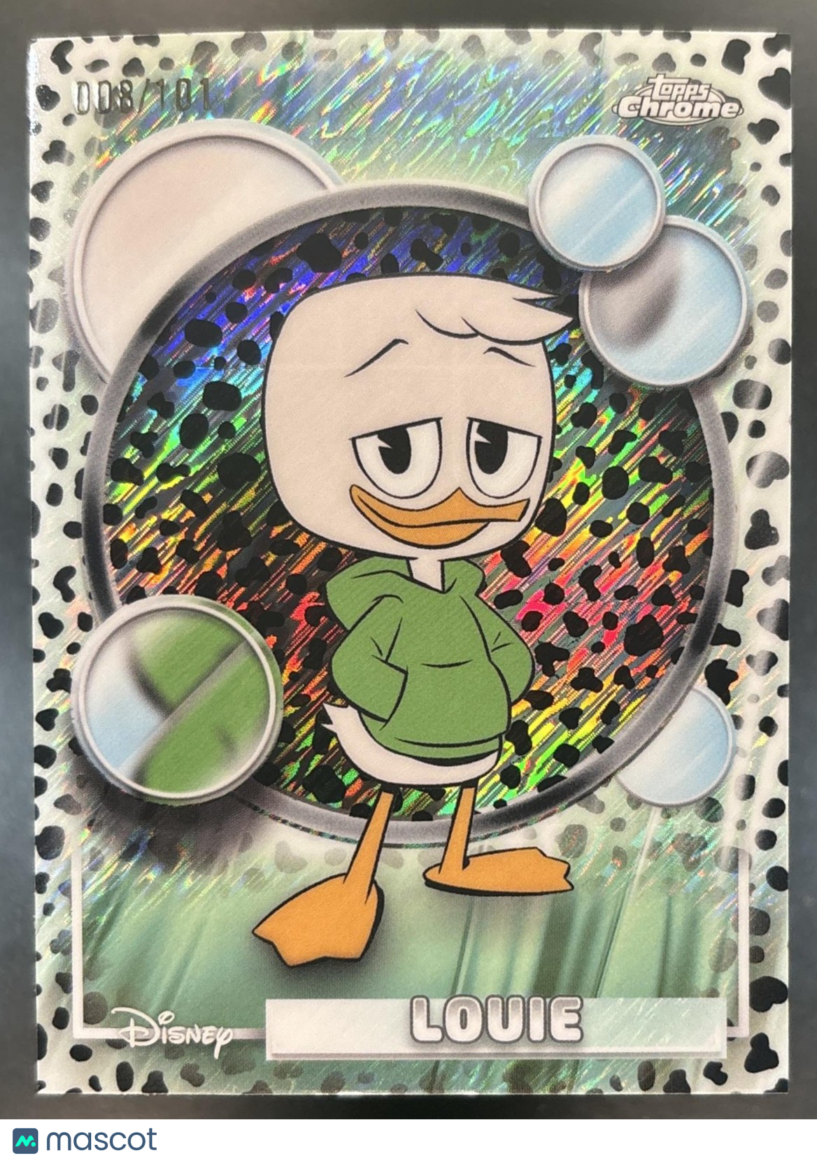 2026 Topps Chrome Disney Louie 101 Dalmatians Black & White Shimmer /101 #121