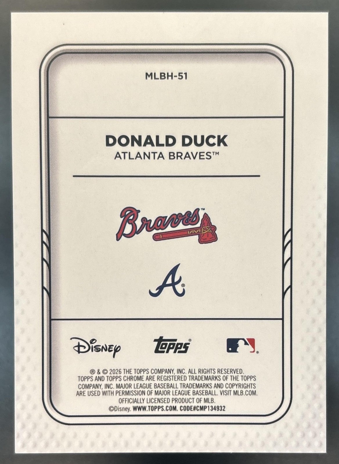 2026 Topps Chrome Disney Donald Duck Mickey & Friends MLB Home Jersey #MLBH-51