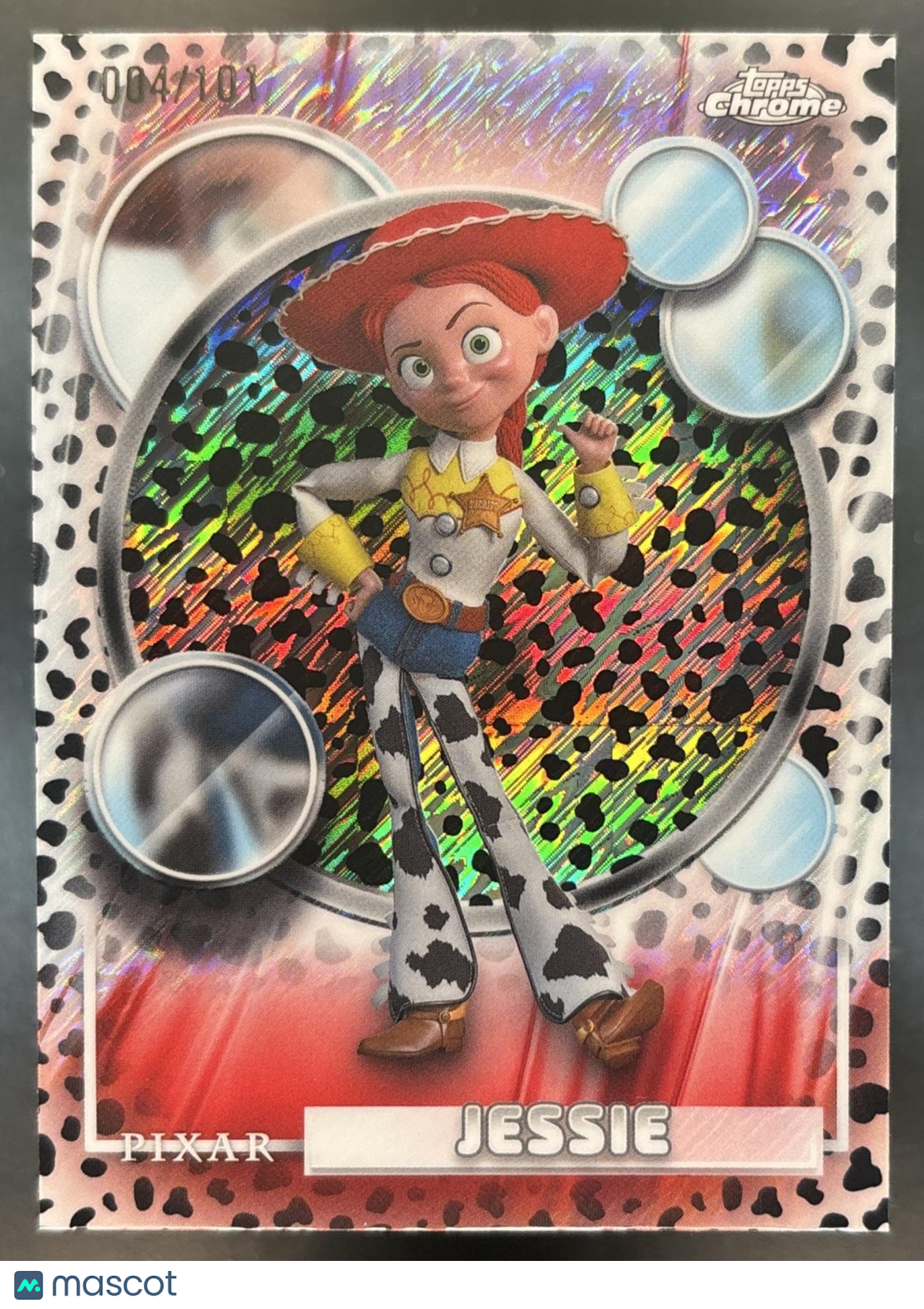 2026 Topps Chrome Disney Jessie 101 Dalmatians Black & White /101 #195 Toy Story
