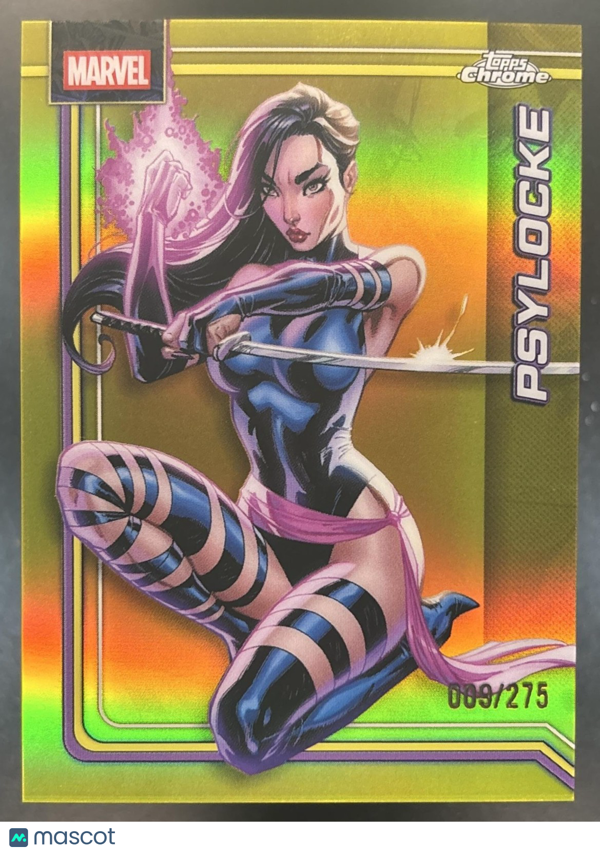 2026 Topps Chrome Marvel Comics Psylocke Yellow Refractor /275 #092