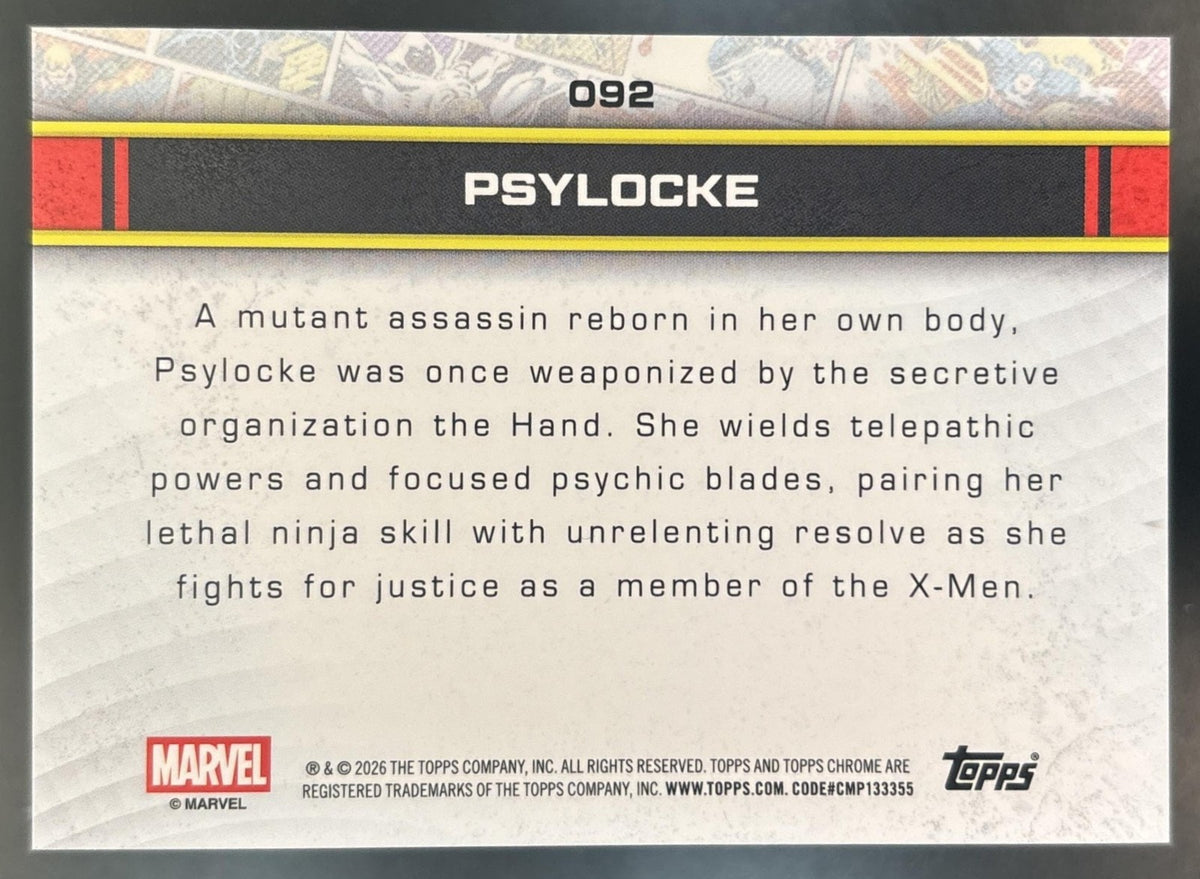 2026 Topps Chrome Marvel Comics Psylocke Yellow Refractor /275 #092