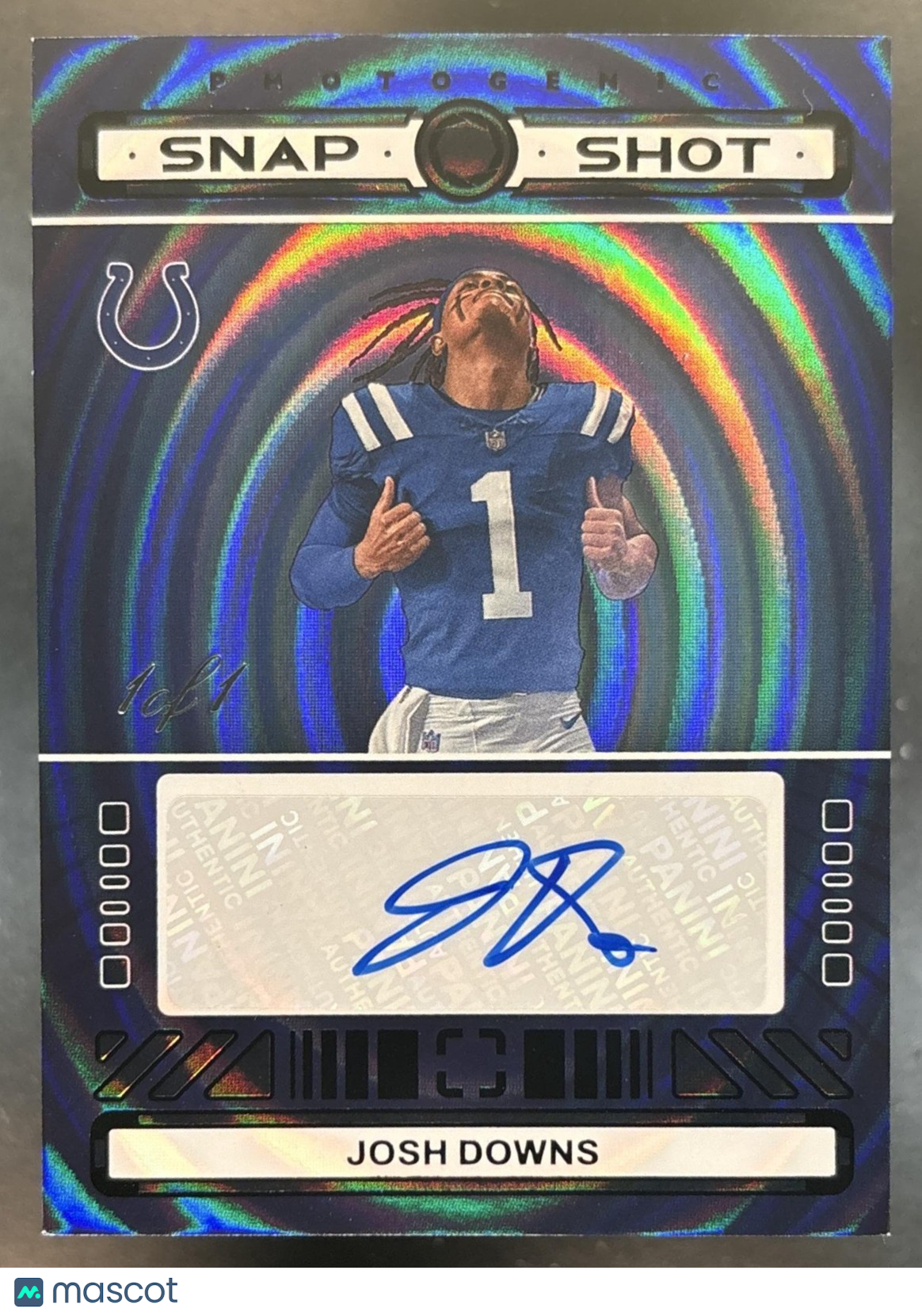 2024 Panini Photogenic Josh Downs Snapshots Auto Black 1/1 Indianapolis Colts