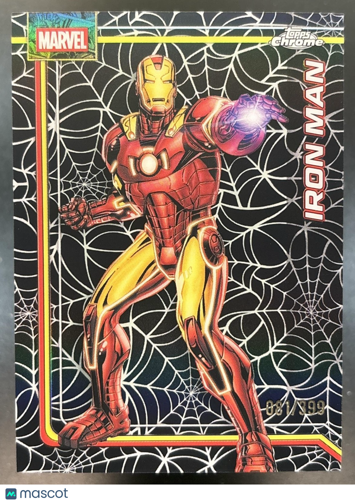 2026 Topps Chrome Marvel Comics Iron Man Spider-Web Refractor /399 #057