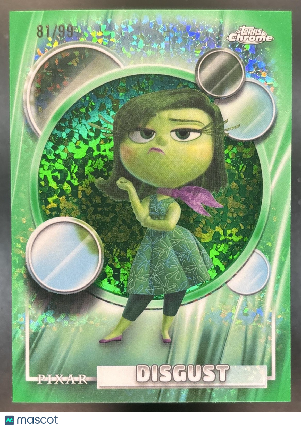 2026 Topps Chrome Disney Disgust Green Mini-Diamond /99 #175 Inside Out