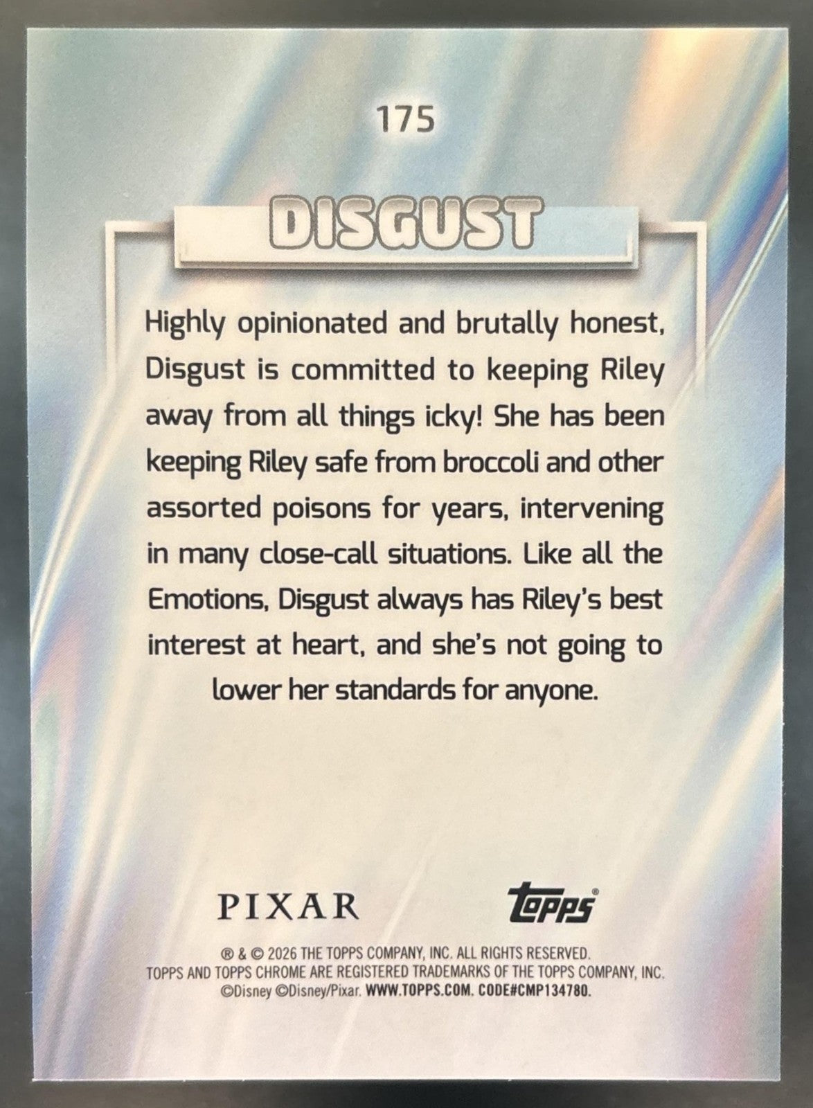 2026 Topps Chrome Disney Disgust Green Mini-Diamond /99 #175 Inside Out