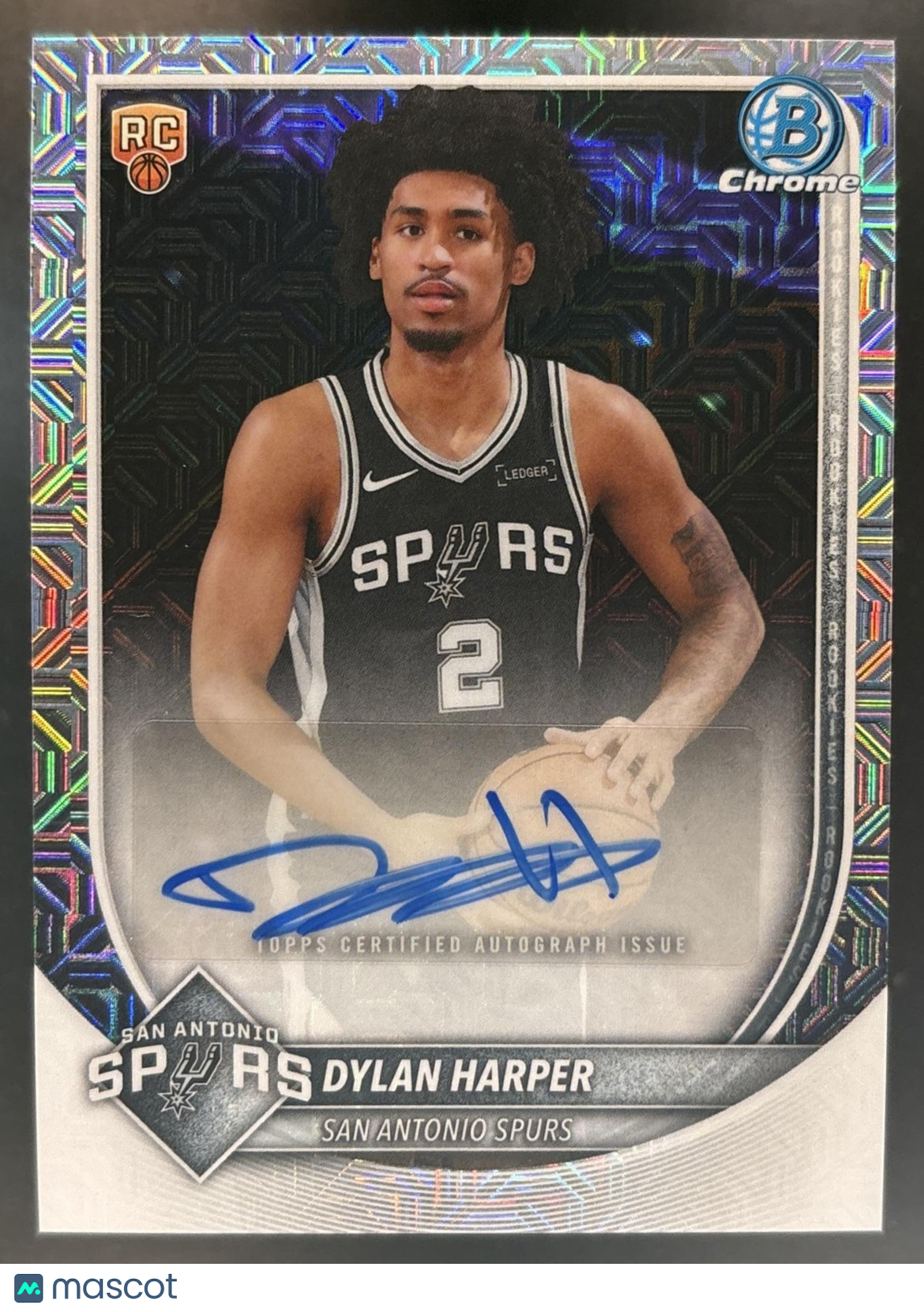 2025-26 Bowman Dylan Harper Chrome Auto Mojo Refractor RC San Antonio Spurs