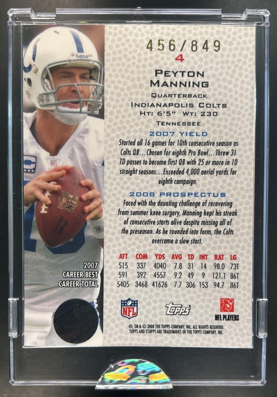 2008 Topps eTopps Peyton Manning /849 #4 Indianapolis Colts