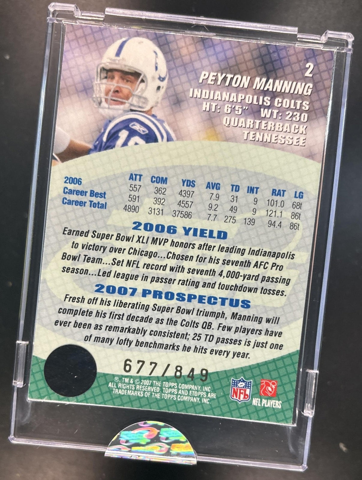 2007 Topps eTopps Peyton Manning /849 #2 Indianapolis Colts