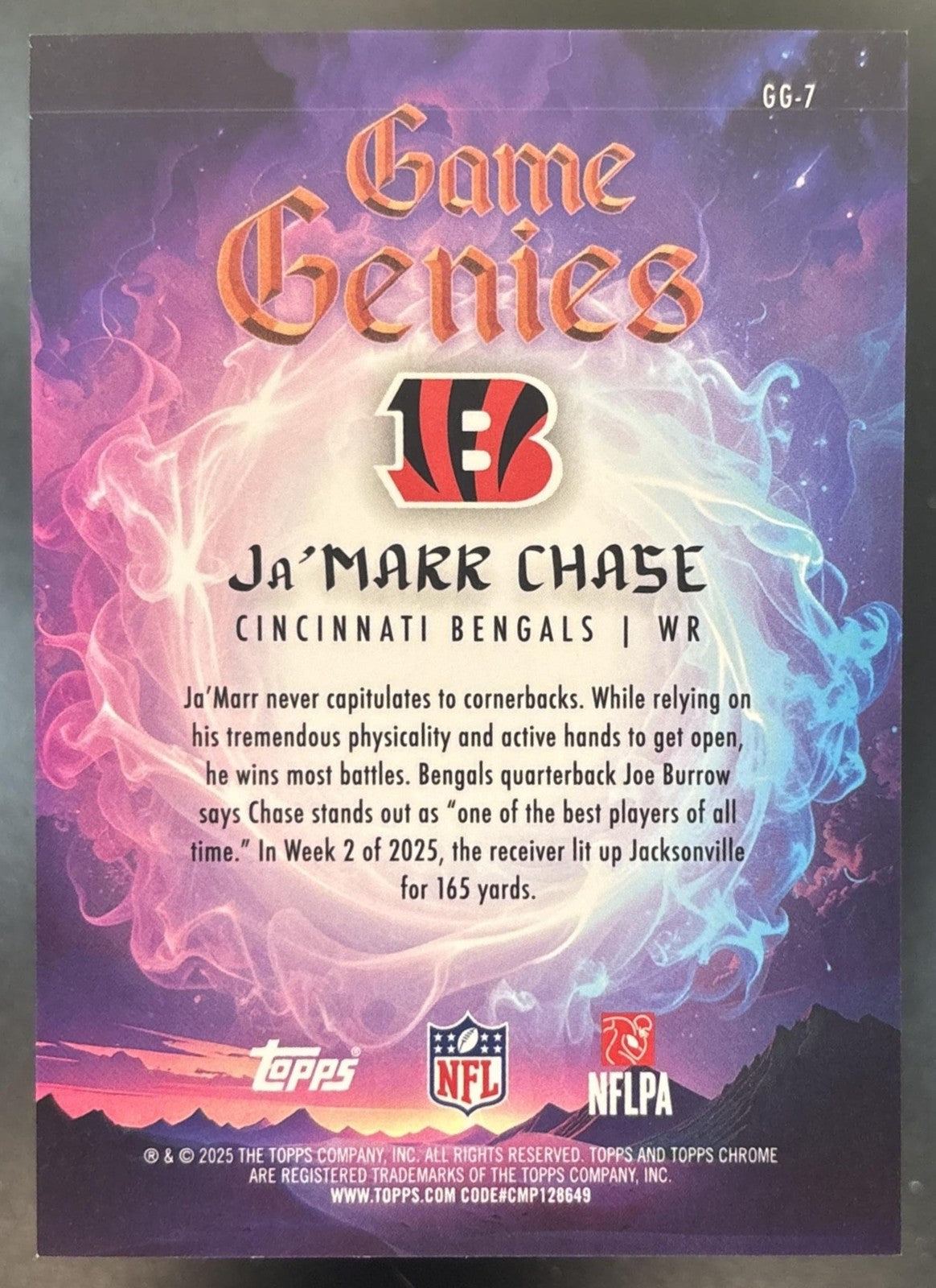 2025 Topps Chrome Ja'Marr Chase Game Genies #GG-7 SSP Cincinnati Bengals