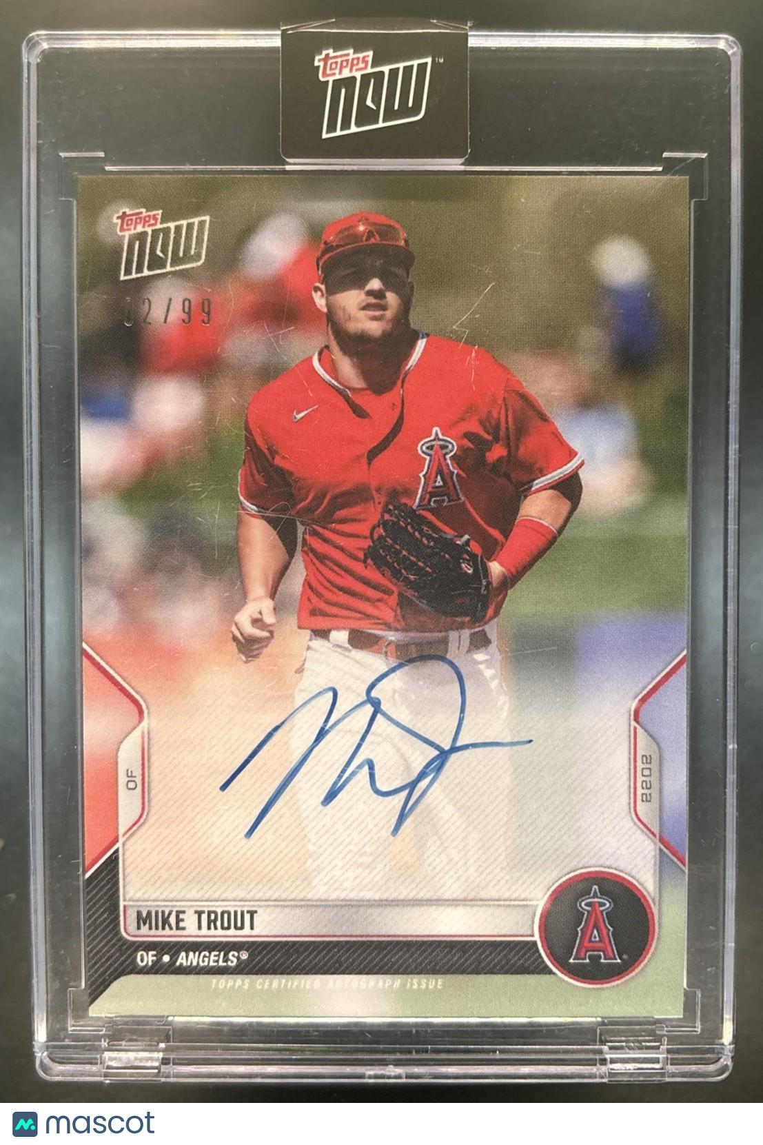 2022 Topps Now Road to Opening Day Los Angeles Auto Angels Mike Trout Black /99